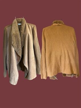 Cozy Faux-Shearling Open Front Cardigan - like new large